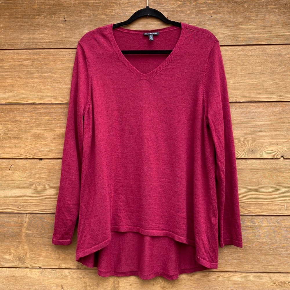 Eileen Fisher Women's V-Neck Sweater in Burgundy